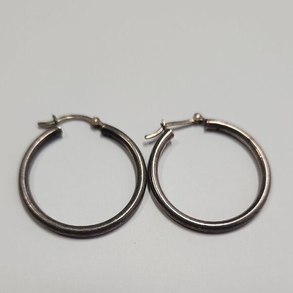 Sterling Silver Hoop Earrings 925 - Picture 1 of 4